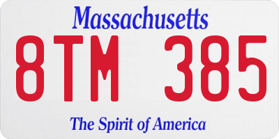 MA license plate 8TM385