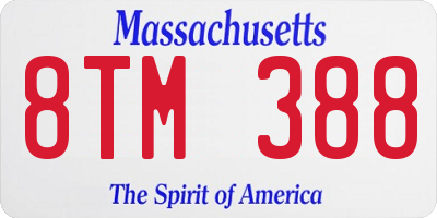 MA license plate 8TM388