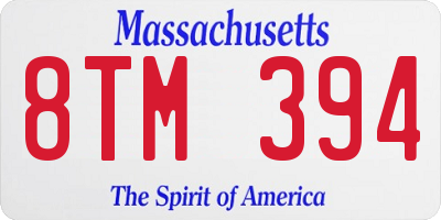 MA license plate 8TM394