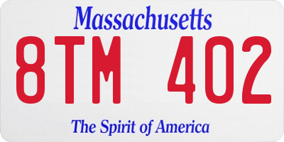 MA license plate 8TM402