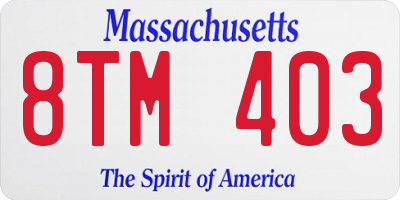 MA license plate 8TM403