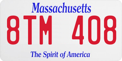 MA license plate 8TM408