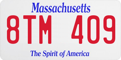 MA license plate 8TM409