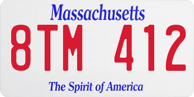 MA license plate 8TM412