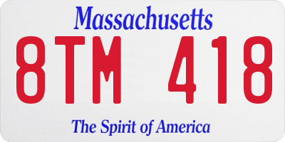 MA license plate 8TM418