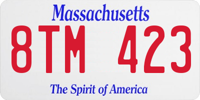 MA license plate 8TM423