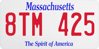 MA license plate 8TM425