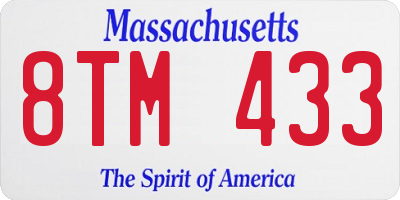 MA license plate 8TM433