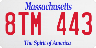 MA license plate 8TM443
