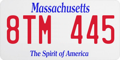 MA license plate 8TM445