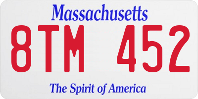 MA license plate 8TM452