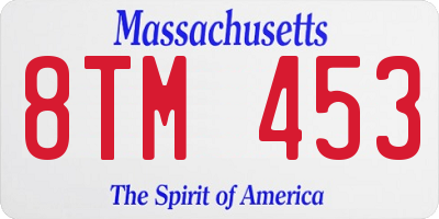 MA license plate 8TM453