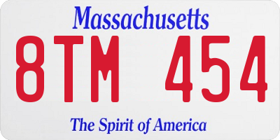 MA license plate 8TM454