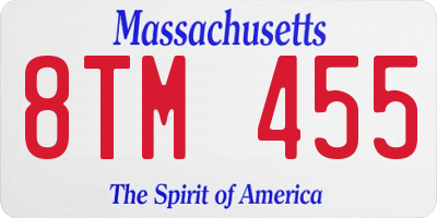 MA license plate 8TM455