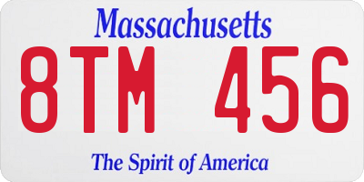 MA license plate 8TM456