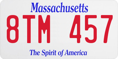 MA license plate 8TM457