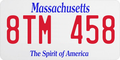 MA license plate 8TM458