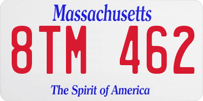 MA license plate 8TM462