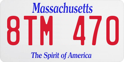 MA license plate 8TM470