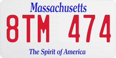MA license plate 8TM474