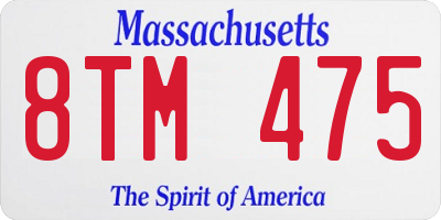 MA license plate 8TM475