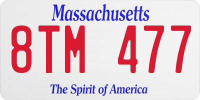 MA license plate 8TM477