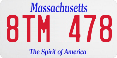 MA license plate 8TM478