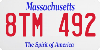 MA license plate 8TM492
