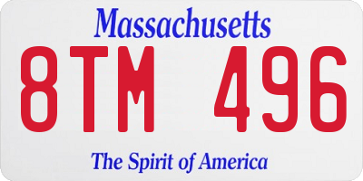 MA license plate 8TM496