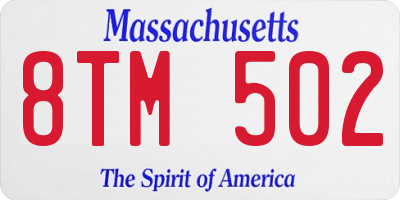 MA license plate 8TM502