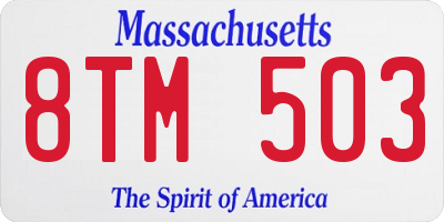 MA license plate 8TM503