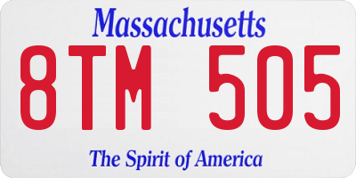 MA license plate 8TM505