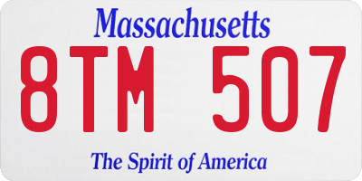MA license plate 8TM507