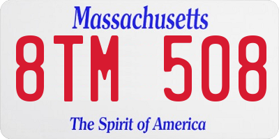 MA license plate 8TM508