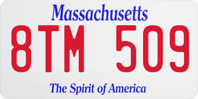 MA license plate 8TM509
