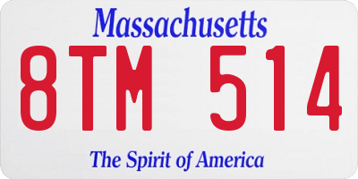 MA license plate 8TM514