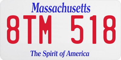 MA license plate 8TM518