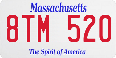 MA license plate 8TM520