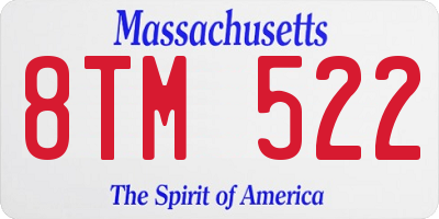 MA license plate 8TM522