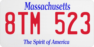MA license plate 8TM523