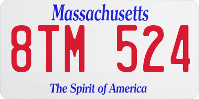 MA license plate 8TM524
