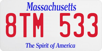 MA license plate 8TM533