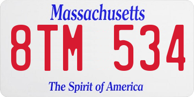 MA license plate 8TM534