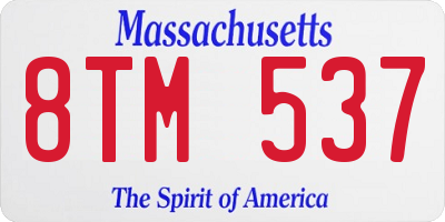 MA license plate 8TM537