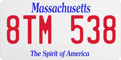 MA license plate 8TM538