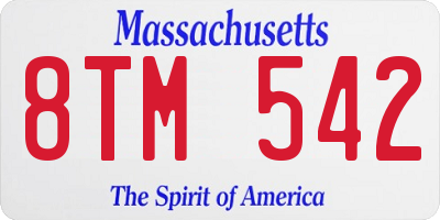 MA license plate 8TM542