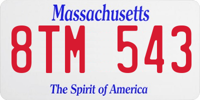 MA license plate 8TM543