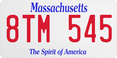 MA license plate 8TM545