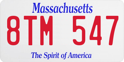 MA license plate 8TM547