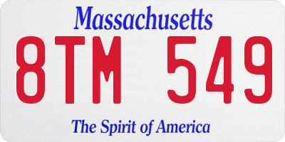 MA license plate 8TM549